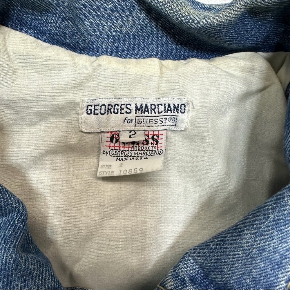 GUESS by Georges Marciano VNTG 80s/90s made in USA sz 2 Retro Cut Denim Jacket - Picture 4 of 6
